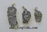 NGP2108 20*40mm - 25*65mm feather-shaped druzy agate pendants