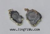 NGP2212 20*30mm - 35*35mm freeform plated druzy agate pendants