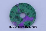 NGP223 5*30mm synthetic ruby zoisite & malachite gemstone donut pendant