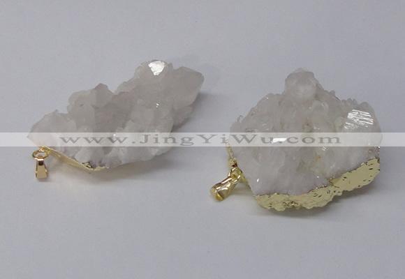 NGP2337 30*35mm - 35*40mm nuggets druzy quartz pendants