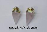 NGP2405 18*35mm - 20*40mm cone rose quartz pendants wholesale