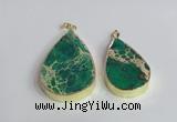 NGP2465 30*40mm - 40*50mm flat teardrop sea sediment jasper pendants