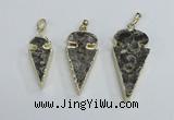 NGP2485 15*30mm - 22*40mm arrowhead ammonite gemstone pendants