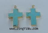 NGP2532 30*40mm - 40*50mm cross turquoise pendants wholesale