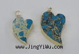NGP2608 40*50mm - 50*70mm heart sea sediment jasper pendants