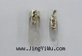 NGP2632 12*35mm - 15*40mm sticks white crystal & amethyst pendants