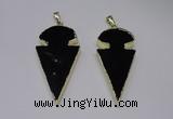 NGP2651 25*48mm - 28*54mm arrowhead agate pendants wholesale
