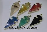NGP2652 25*48mm - 28*54mm arrowhead agate pendants wholesale