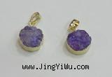 NGP2667 14mm - 15mm coin druzy quartz gemstone pendants