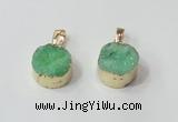NGP2670 14mm - 15mm coin druzy quartz gemstone pendants