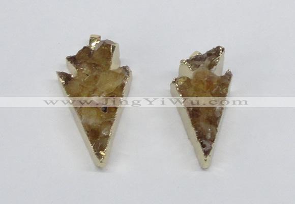 NGP2683 18*35mm - 25*45mm arrowhead druzy citrine pendants