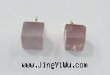 NGP2781 10*12mm - 12*14mm cube rose quartz gemstone pendants