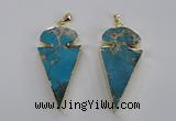 NGP2821 25*50mm - 27*55mm arrowhead sea sediment jasper pendants
