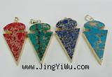 NGP2824 25*50mm - 27*55mm arrowhead sea sediment jasper pendants