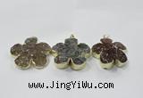 NGP2852 42*45mm - 50*52mm flower agate gemstone pendants