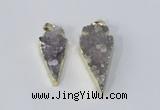 NGP2954 15*35mm - 20*45mm arrowhead druzy agate pendants wholesale