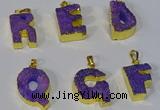 NGP3072 20*25mm - 25*30mm letter druzy agate pendants wholesale