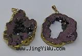 NGP3146 25*35mm - 40*50mm freeform plated druzy agate pendants