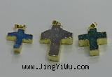 NGP3437 20*22mm - 25*35mm cross druzy agate gemstone pendants
