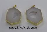 NGP3493 25*40mm - 30*45mm hexagon druzy agate pendants