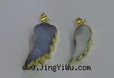 NGP3603 15*30mm - 18*40mm wing-shaped druzy agate pendants
