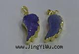 NGP3605 15*30mm - 18*40mm wing-shaped druzy agate pendants