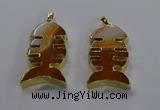 NGP3643 25*50mm - 28*55mm fishbone agate gemstone pendants
