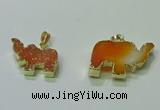 NGP3697 18*30mm - 22*35mm elephant druzy agate gemstone pendants