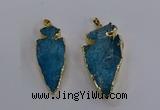 NGP3816 25*45mm - 30*60mm arrowhead dyed white crystal pendants