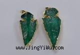 NGP3817 25*45mm - 30*60mm arrowhead dyed white crystal pendants