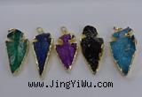 NGP3819 25*45mm - 30*60mm arrowhead dyed white crystal pendants
