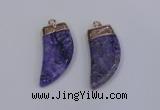 NGP4002 15*30mm - 16*35mm horn druzy quartz gemstone pendants