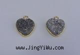 NGP4015 15*15mm heart druzy quartz gemstone pendants