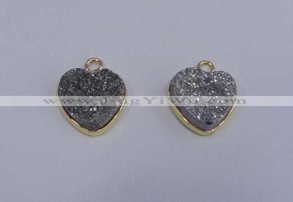 NGP4015 15*15mm heart druzy quartz gemstone pendants