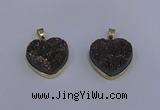 NGP4023 20*20mm heart druzy quartz gemstone pendants