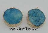 NGP4062 28mm – 30mm flat round druzy quartz pendants wholesale