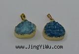 NGP4085 18*22mm - 20*24mm flat teardrop druzy quartz pendants