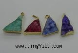 NGP4108 22*35mm - 24*40mm triangle druzy quartz pendants wholesale