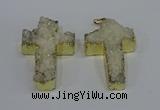 NGP4172 30*48mm - 32*50mm cross druzy quartz pendants wholesale