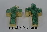 NGP4177 30*48mm - 32*50mm cross druzy quartz pendants wholesale