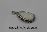 NGP4266 14*23mm flat teardrop plated quartz pendants wholesale