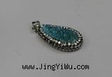 NGP4270 14*23mm flat teardrop plated quartz pendants wholesale
