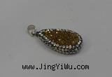 NGP4275 14*23mm flat teardrop plated quartz pendants wholesale