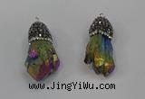 NGP4298 10*30mm - 15*45mmmm nuggets plated quartz pendants
