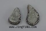 NGP4304 20*40mm - 25*50mm wing-shaped druzy quartz pendants