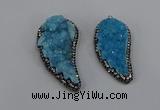 NGP4317 20*40mm - 25*50mm wing-shaped druzy quartz pendants