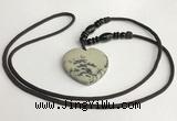 NGP5630 Jasper heart pendant with nylon cord necklace