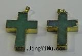 NGP6037 30*40mm - 35*45mm cross green aventurine pendants
