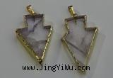 NGP6067 20*40mm - 25*45mm arrowhead white crystal pendants