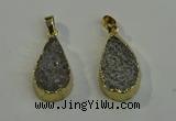 NGP6078 15*25mm – 18*30mm flat teardrop druzy agate pendants
